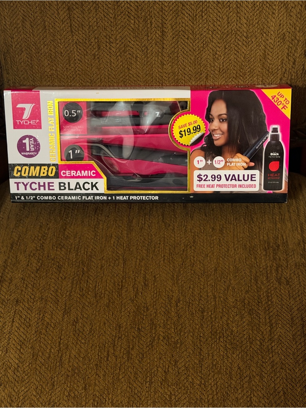Tyche Pink and Black Ceramic Combo Flat Iron Set